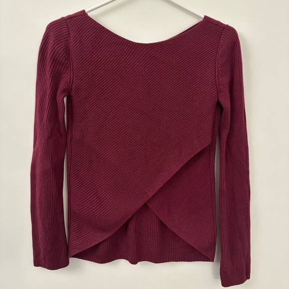 Aritzia Babaton Kitano Cross-Back Wool Sweater | XS | Wine - Picture 5 of 5